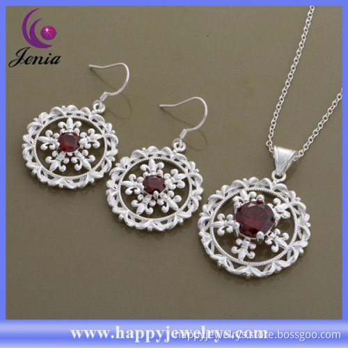 Best selling alibaba wholesale price 925 silver plated zircon stone jewelry set price (AT563)